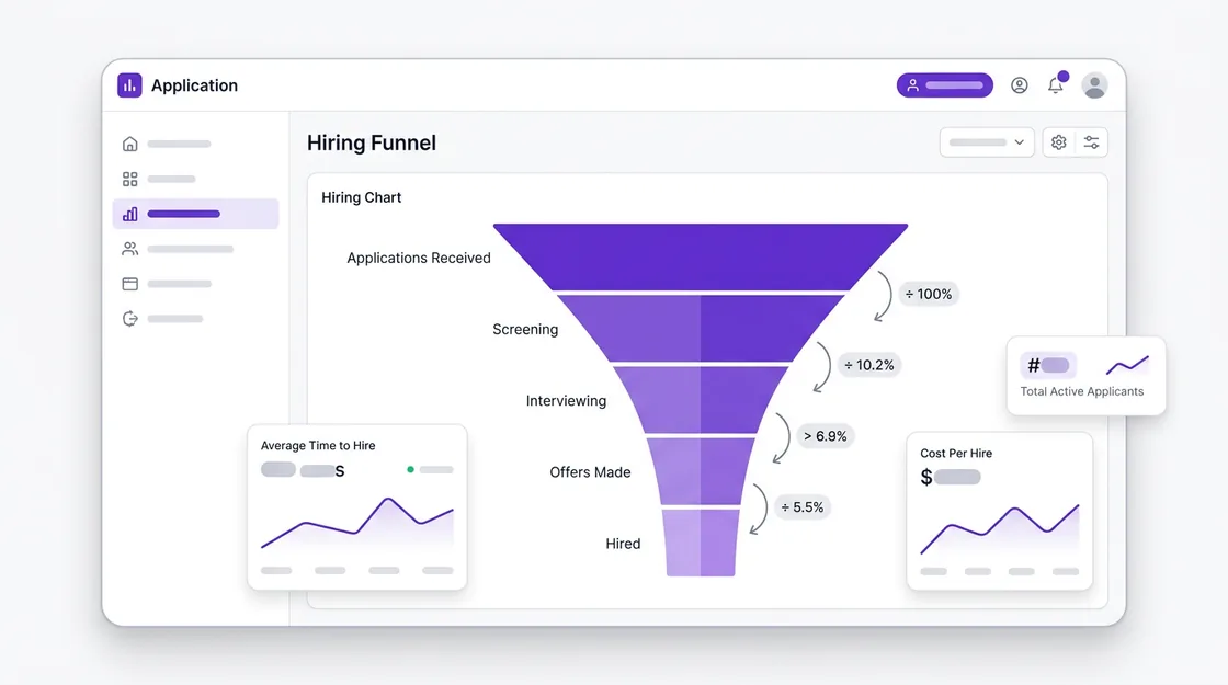 Hiring analytics showing response time and drop-off by stage